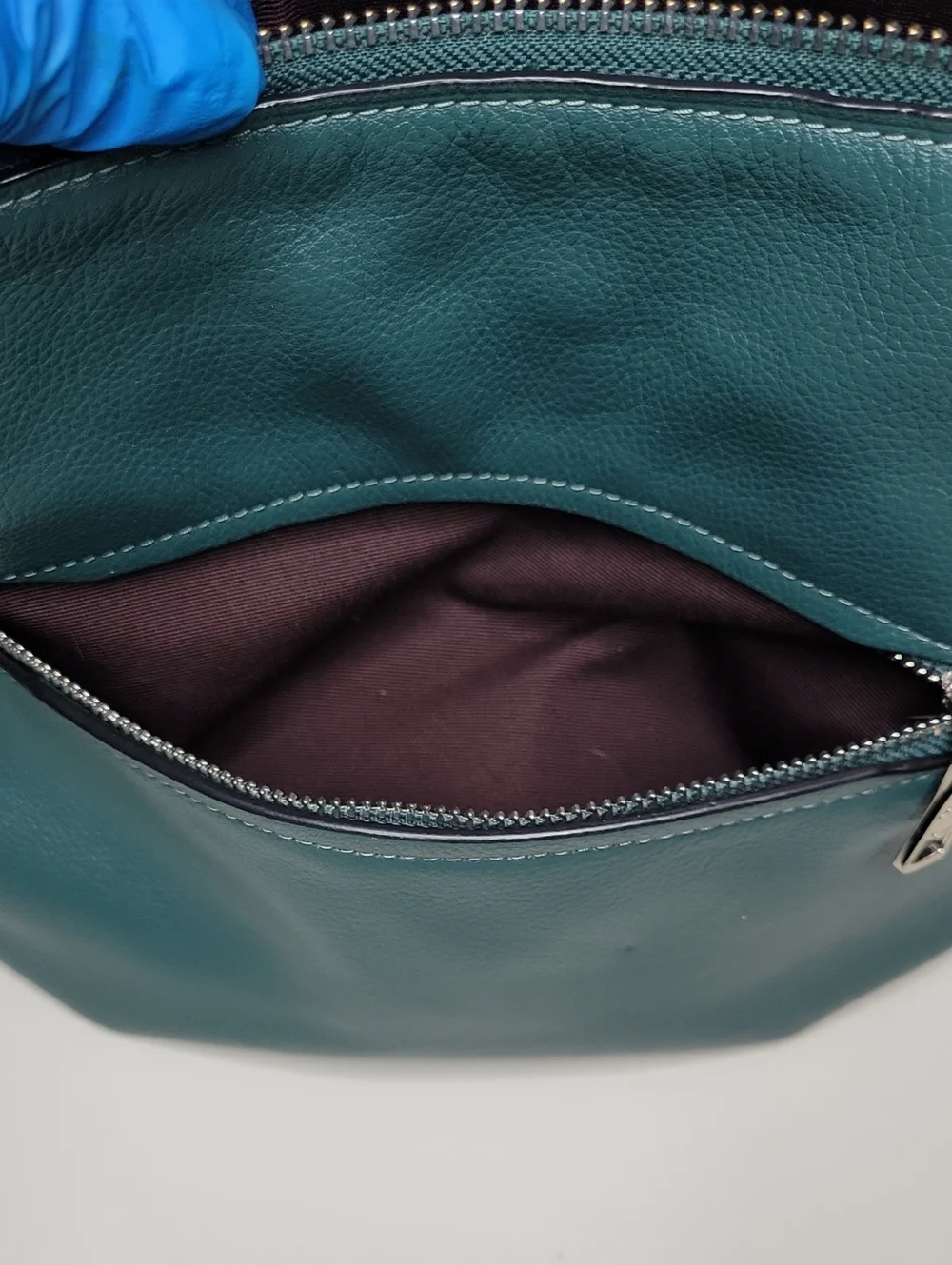 Coach Skylar Dark Teal Leather Hobo Shoulder Bag with Matching Wallet Set